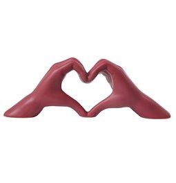Deco figurine Heart, ceramics, dark red, H11x7x31cm