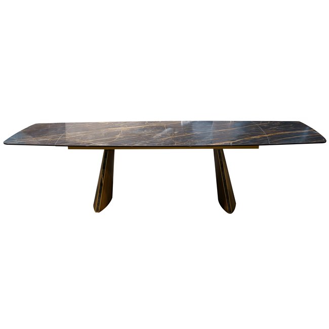Extendable dining table Fabian, metal/glass/ceramic, 200-300x100cm H76cm