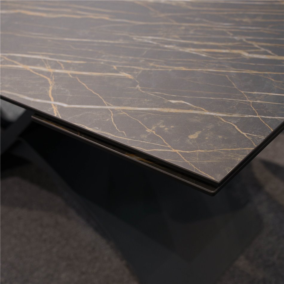 Extendable dining table Faberg, metal/glass/ceramic, 180-260x95cm H76cm