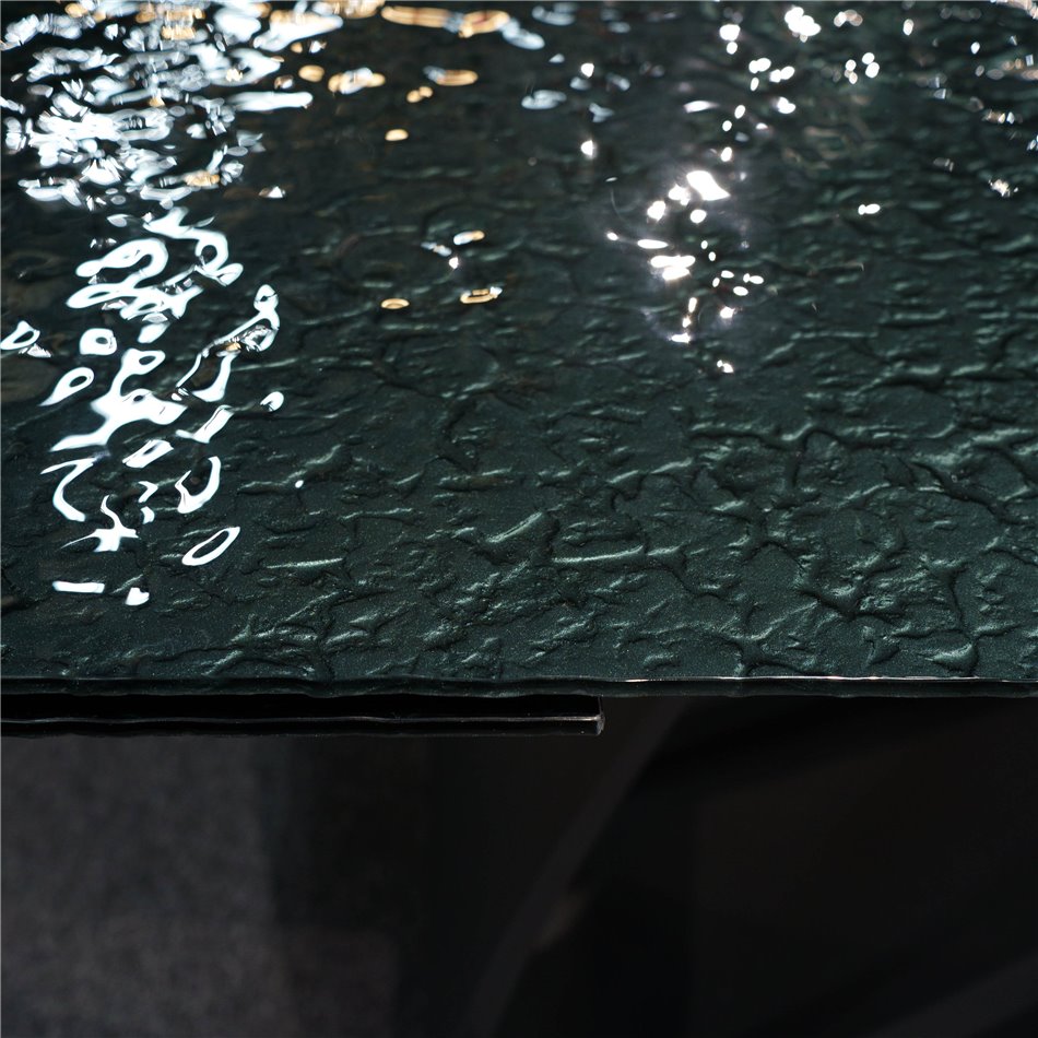 Extendable dining table Faberg, metal/glass, black, 180-260x95cm H76cm