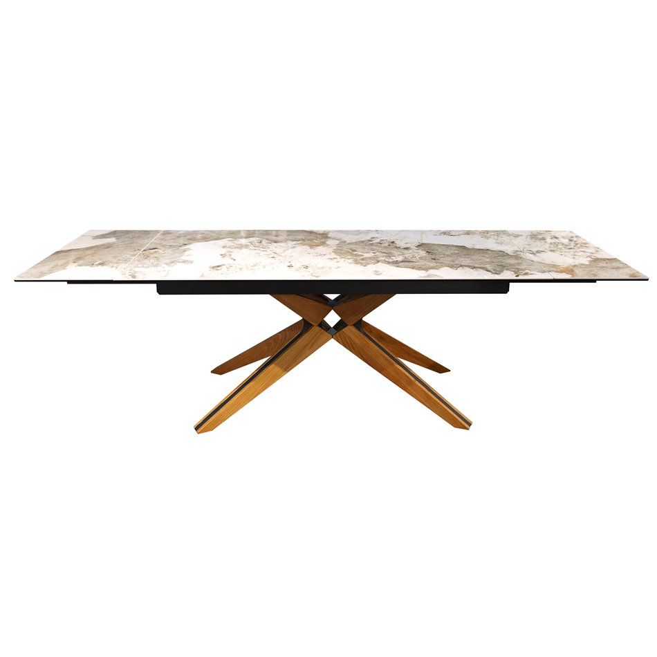 Extendable dining table Fara, wood/metal/glass/ceramics, 180-260x90cm H76cm