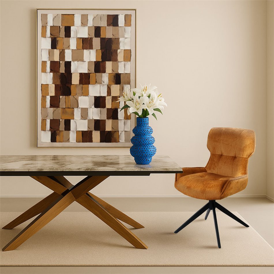 Extendable dining table Fara, wood/metal/glass/ceramics, 180-260x90cm H76cm