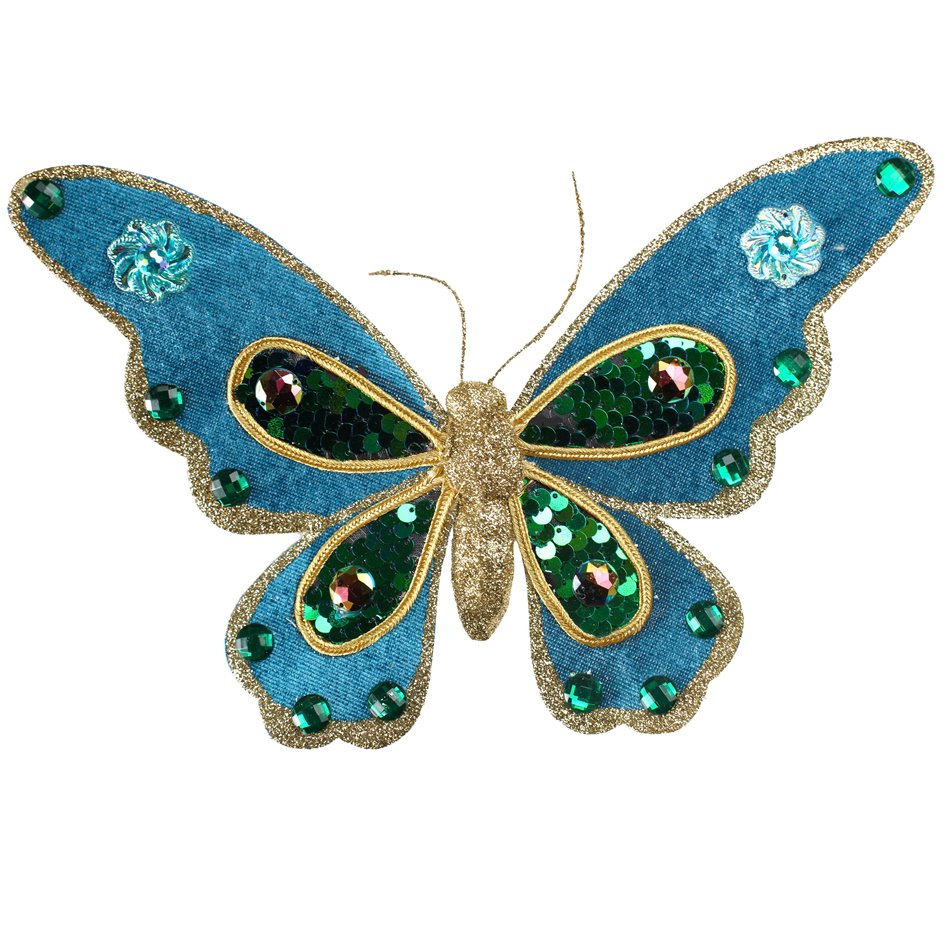 Christmas decor Butterfly turquoise 7, H16x24cm
