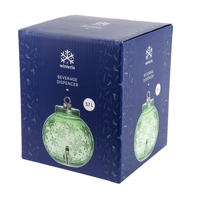 Диспенсер для напитков Christmas ball 5.7 L green, H28x23x26.5cm