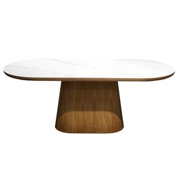 Dining table Trinite, sintered stone/MDF/ash veneer, 200x90cm H77cm