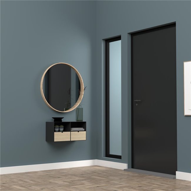 Прикроватная тумбочка Aliet, черная, сталь/лакированный бамбук, H30x25x30см