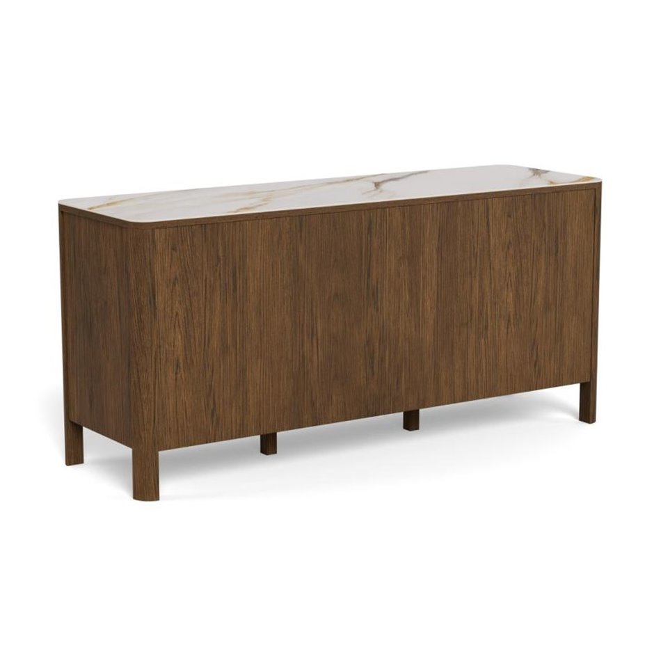 Sideboard Aktapon, brown/beige, lacquered oak veneer, H75x40x160cm
