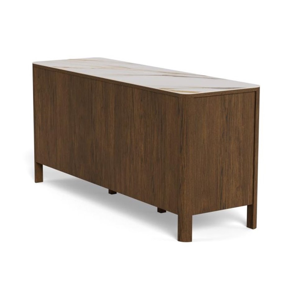 Sideboard Aktapon, brown/beige, lacquered oak veneer, H75x40x160cm