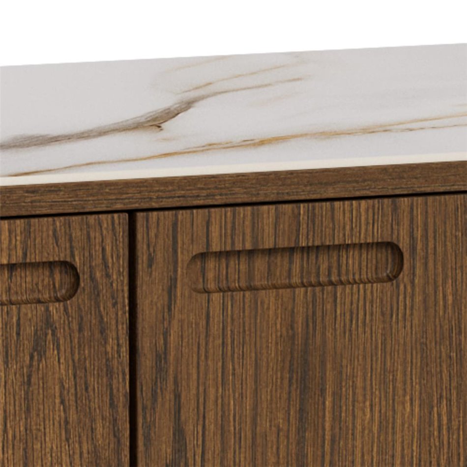 Sideboard Aktapon, brown/beige, lacquered oak veneer, H75x40x160cm