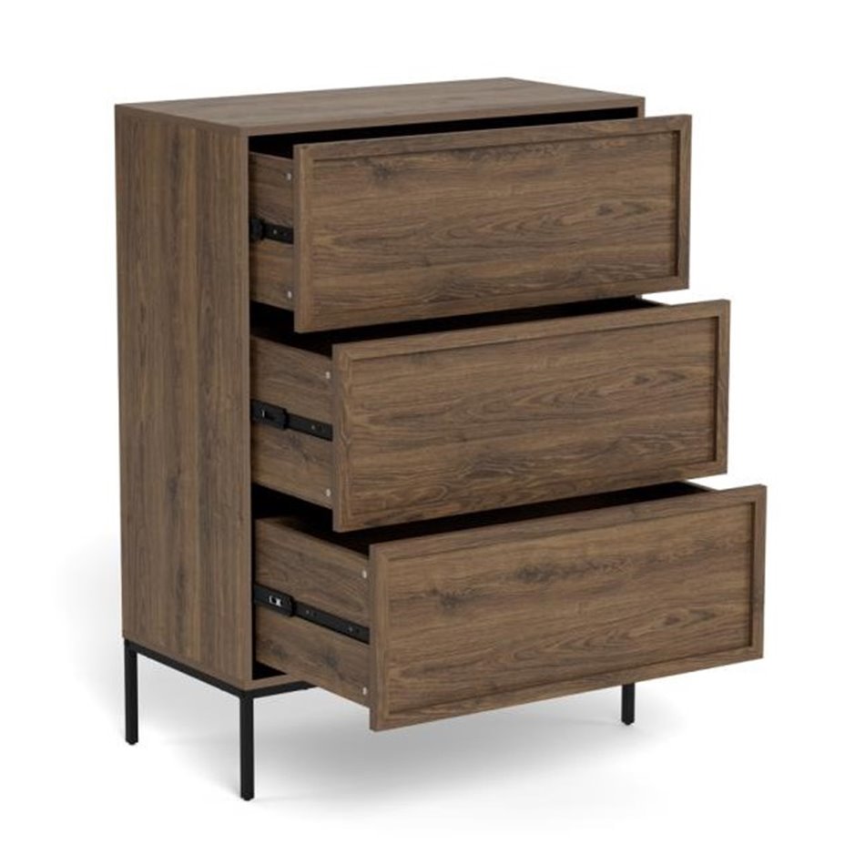 Chest of drawers Almdale, brown, steel/MDF, H110x40x80cm