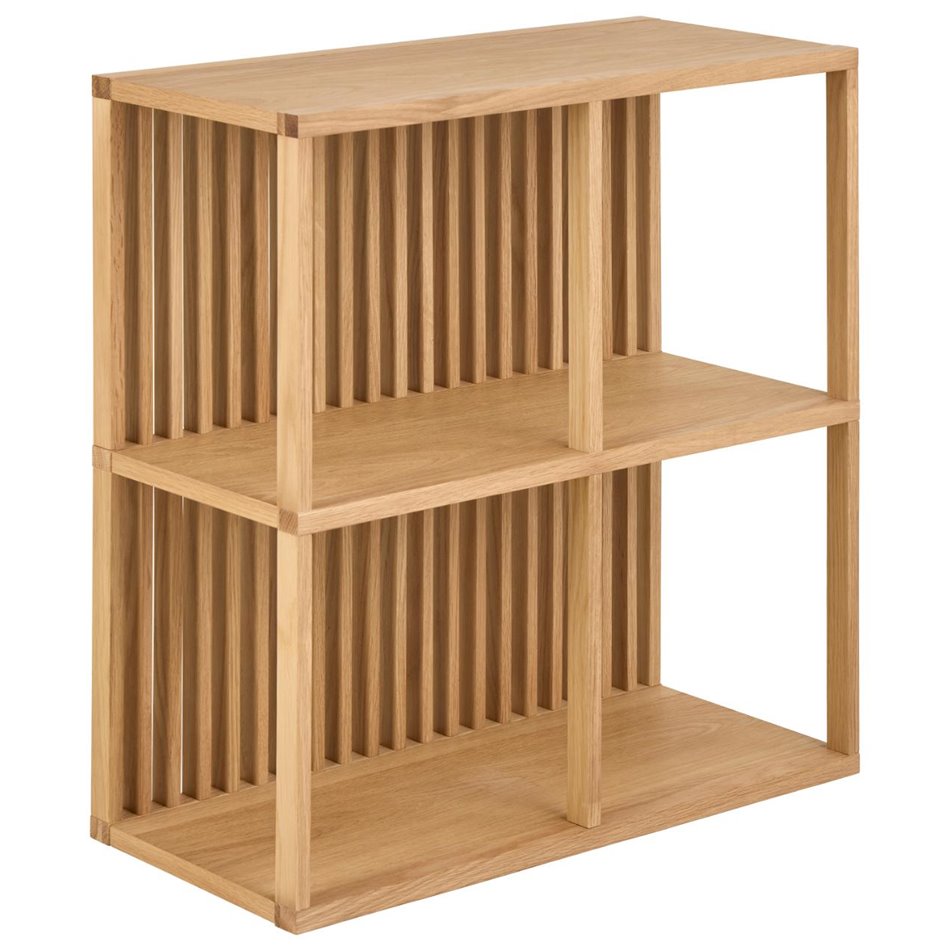 Wall shelf Alington, oiled oak veneer/melamine, H69x31x67cm