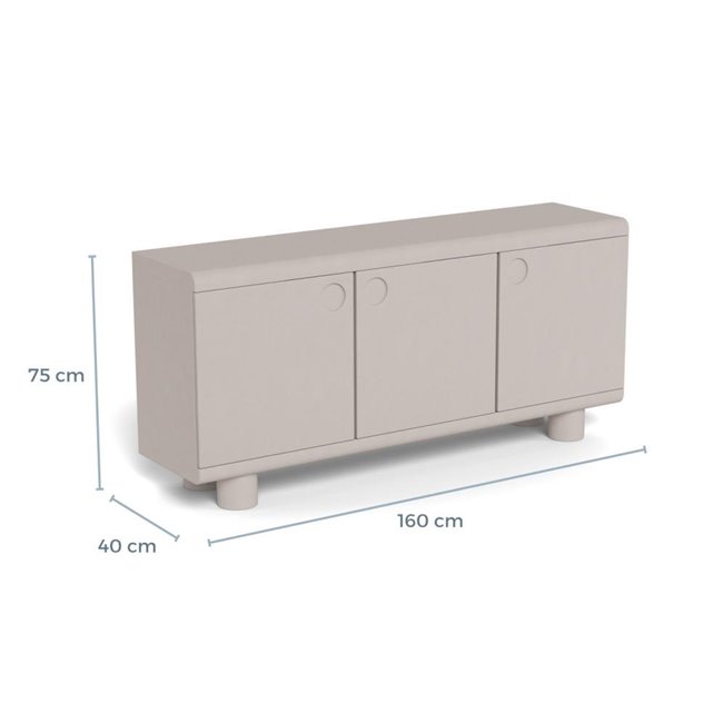 Sideboard Acage, light gray, MDF, H75x40x160cm