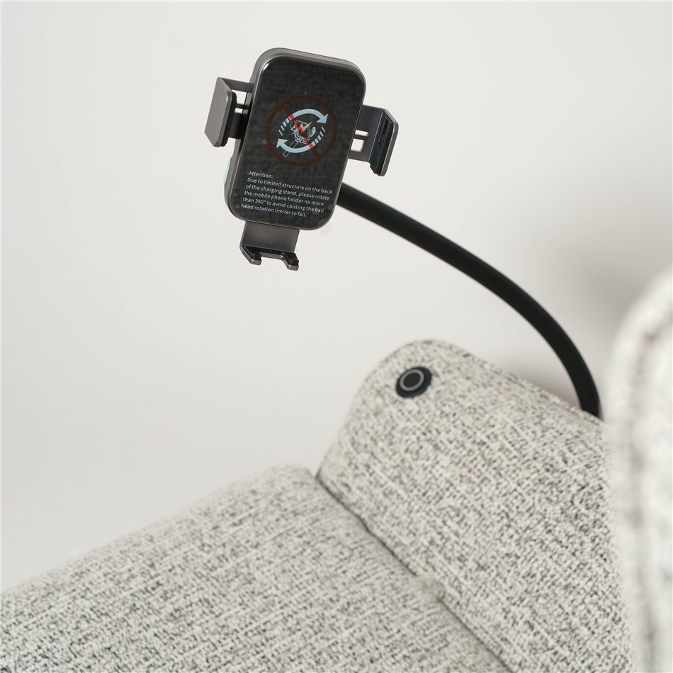 Реглайнер электрический Olivy 112, 2 мотора, серо-белый, вращающийся на 360, H86-115x76x74-171cm, сиденья H44-48cm