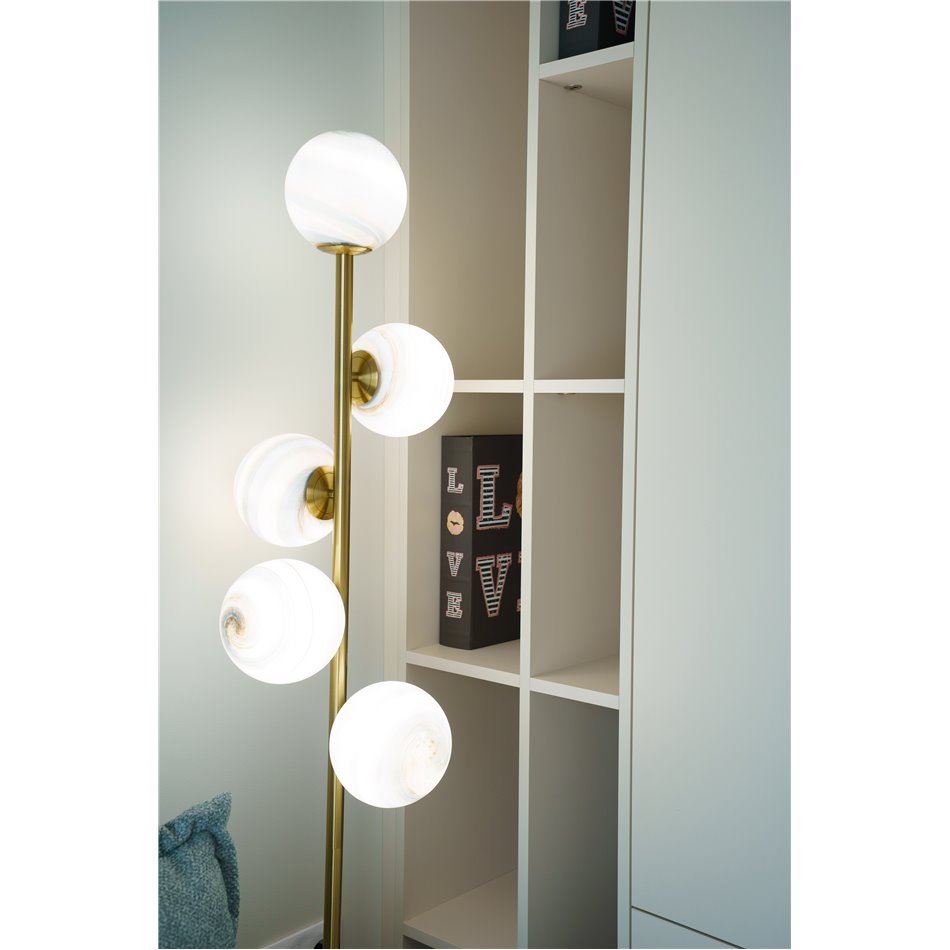 Floor lamp  Rade 5, blue/brass, H170xD30cm, E14x5 40W(MAX)