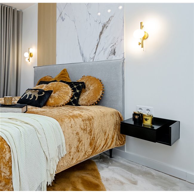 Прикроватный столик Ashlan, МДФ, черный, H16.5x40x32см