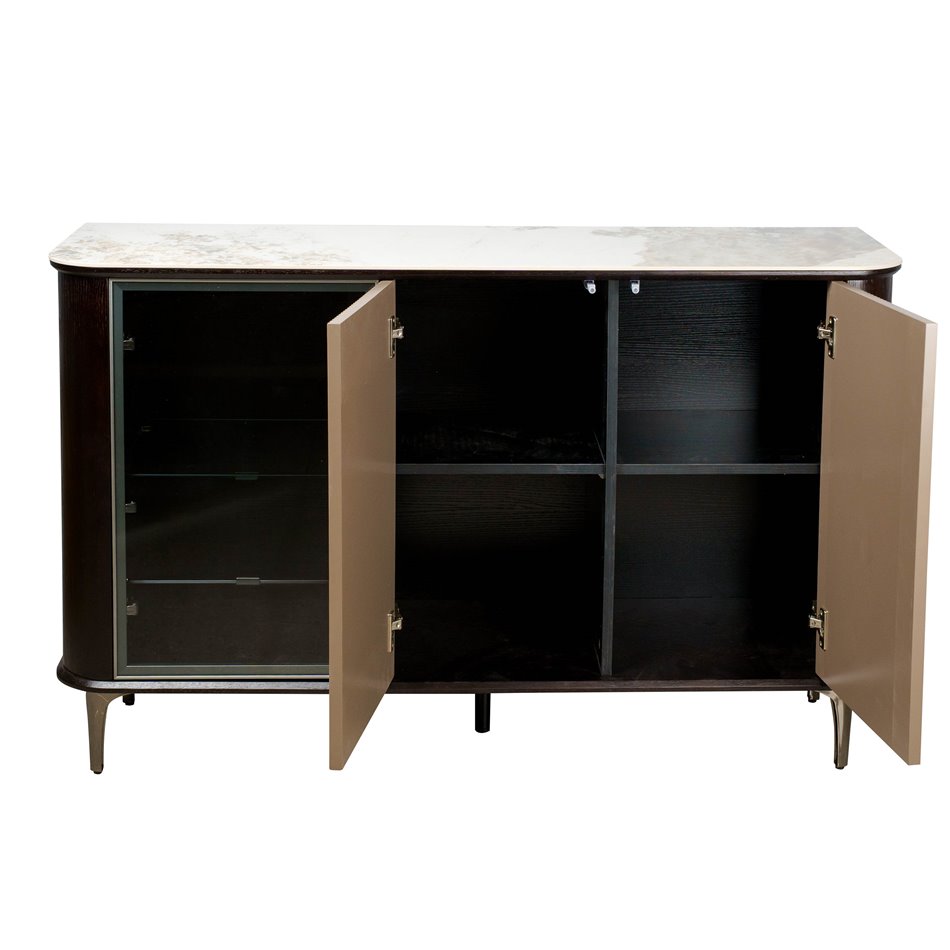 Буфет Sarenno, спеченный камень/ясеневый шпон/MDF/металл/стекло, H80x130x40cm