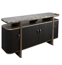 Буфет Savelli black, металл/искусственный мрамор/MDF/древесный шпон, H77x150x40cm