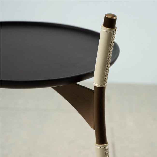 Side table Sattely, wood/metal/PU, D38cm H60cm