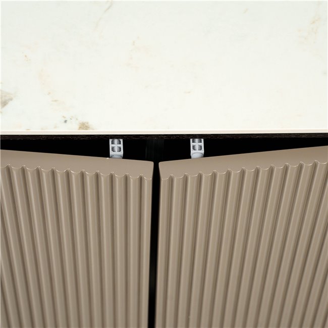 ТВ-столик Sarenno, спеченный камень/ясеневый шпон/металл/MDF/стекло, 200x40cm H50cm