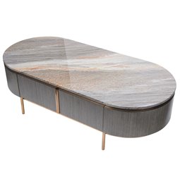 Кофейный столик Sanden, искусственный мрамор/дубовый шпон/MDF/металл,130x60cm H38.3cm