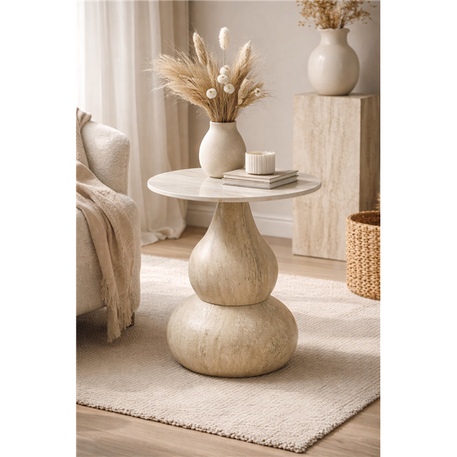 Side table Walersdorf, sintered stone/metal, D45cm H49cm