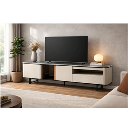 ТВ-столик Saraso, MDF/ореховый шпон/мрамор/металл, 200x45cm H55cm