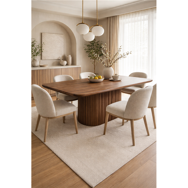 Dining table Oliveto, MDF/walnut veneer, 220x100cm H76cm