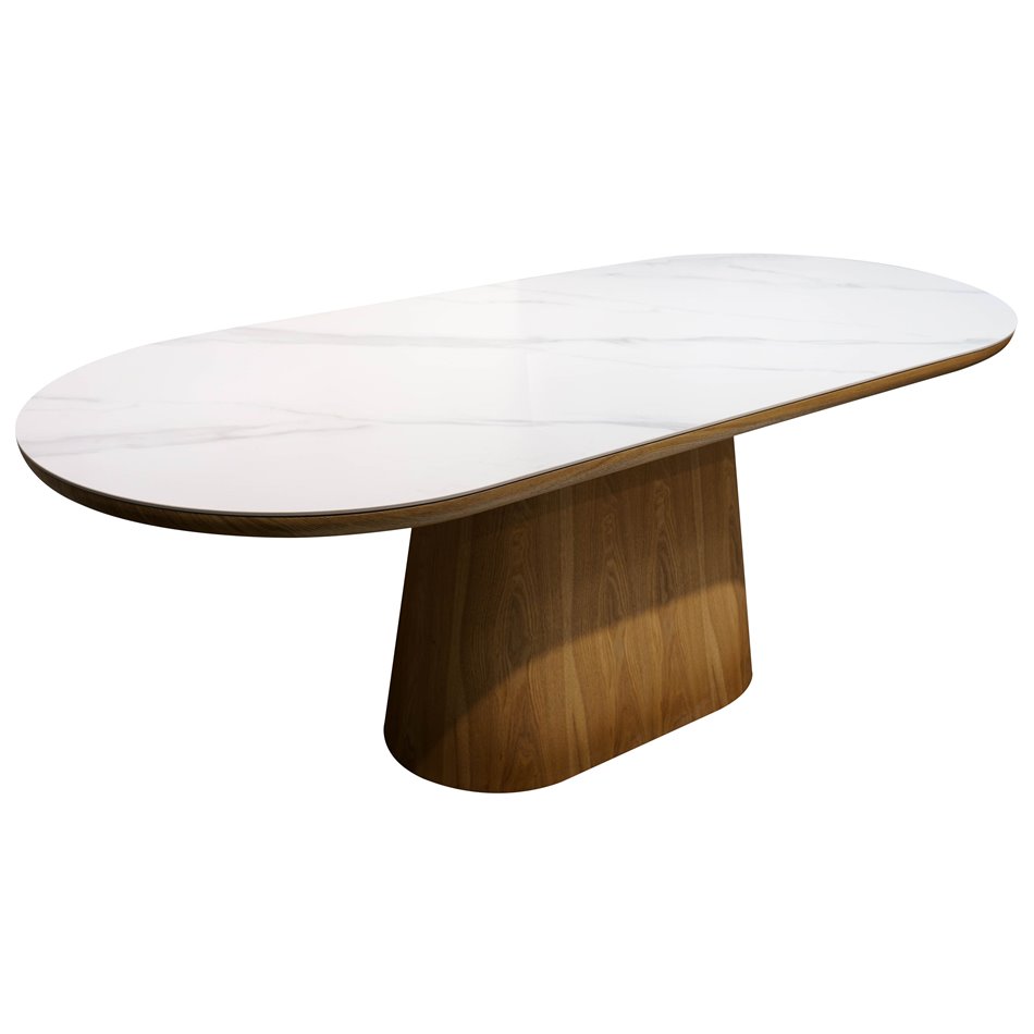 Dining table Trinite, sintered stone/MDF/ash veneer, 200x90cm H77cm