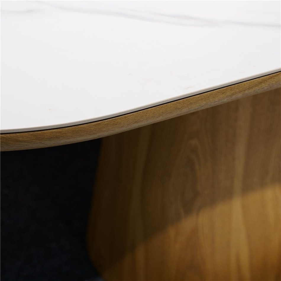 Dining table Trinite, sintered stone/MDF/ash veneer, 200x90cm H77cm