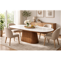 Dining table Trinite, sintered stone/MDF/ash veneer, 200x90cm H77cm
