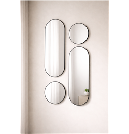 Wall mirror set 4 Versa, black, D30x3cm/30x70x3cm