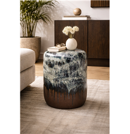 Side table Misty, blue/brown, D35cm H47cm