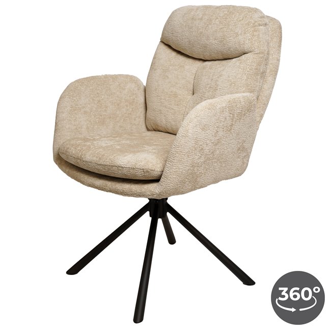 Dining chair Vilando 3, light taupe, rotatable 360 degrees, H90.5x68x60cm, seat height 48cm