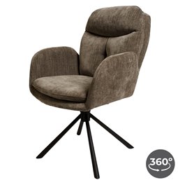 Pusdienu krēsls Vilando 12, grozāms 360 grādos, tumši brūns, H90.5x68x60cm, sēdvirsmas augstums 48cm