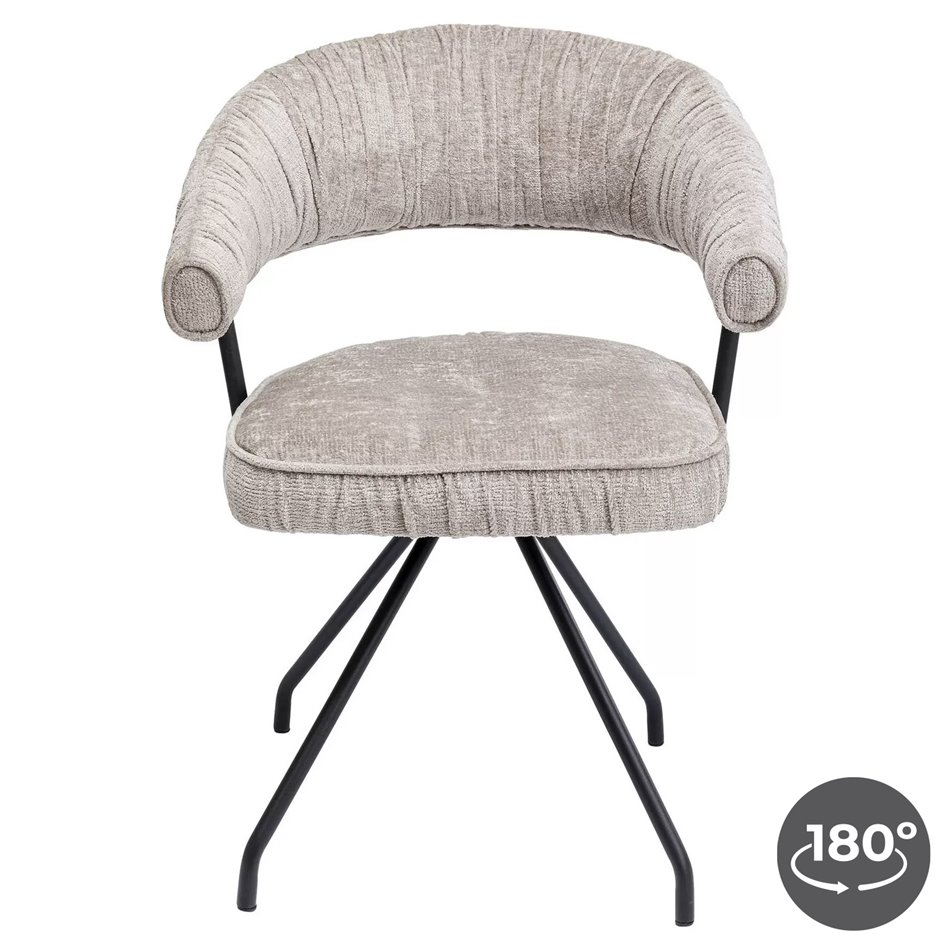 Обеденный стул Arabella, вращающийся на 180 градусов, серый цвет, H58x78x57cm, высота сиденья 50cm