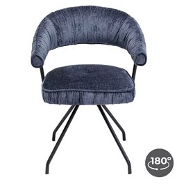 Обеденный стул Arabella, вращающийся на 180 градусов, синий цвет, H58x78x57cm, высота сиденья 50cm