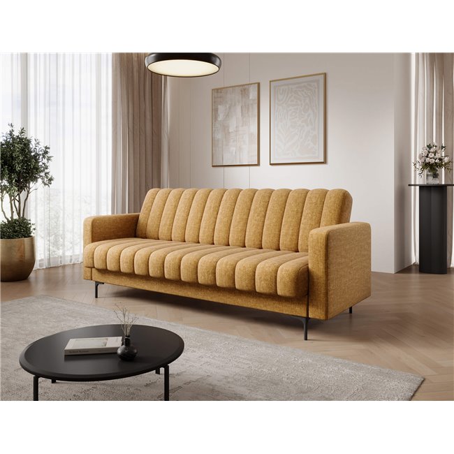Sofa bed Eroneyy, sleeping function, Manhattan 45, velvet, yellow, H86x212x89cm