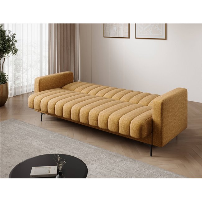 Sofa bed Eroneyy, sleeping function, Manhattan 45, velvet, yellow, H86x212x89cm