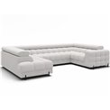 П-образный угловой диван Efectory L, раздвижной, Royal 01, букле, белый, H93x346x205cm