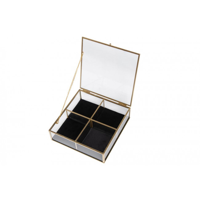 Jewellery box Gold glass, square, H6.5x20.2x20.2cm