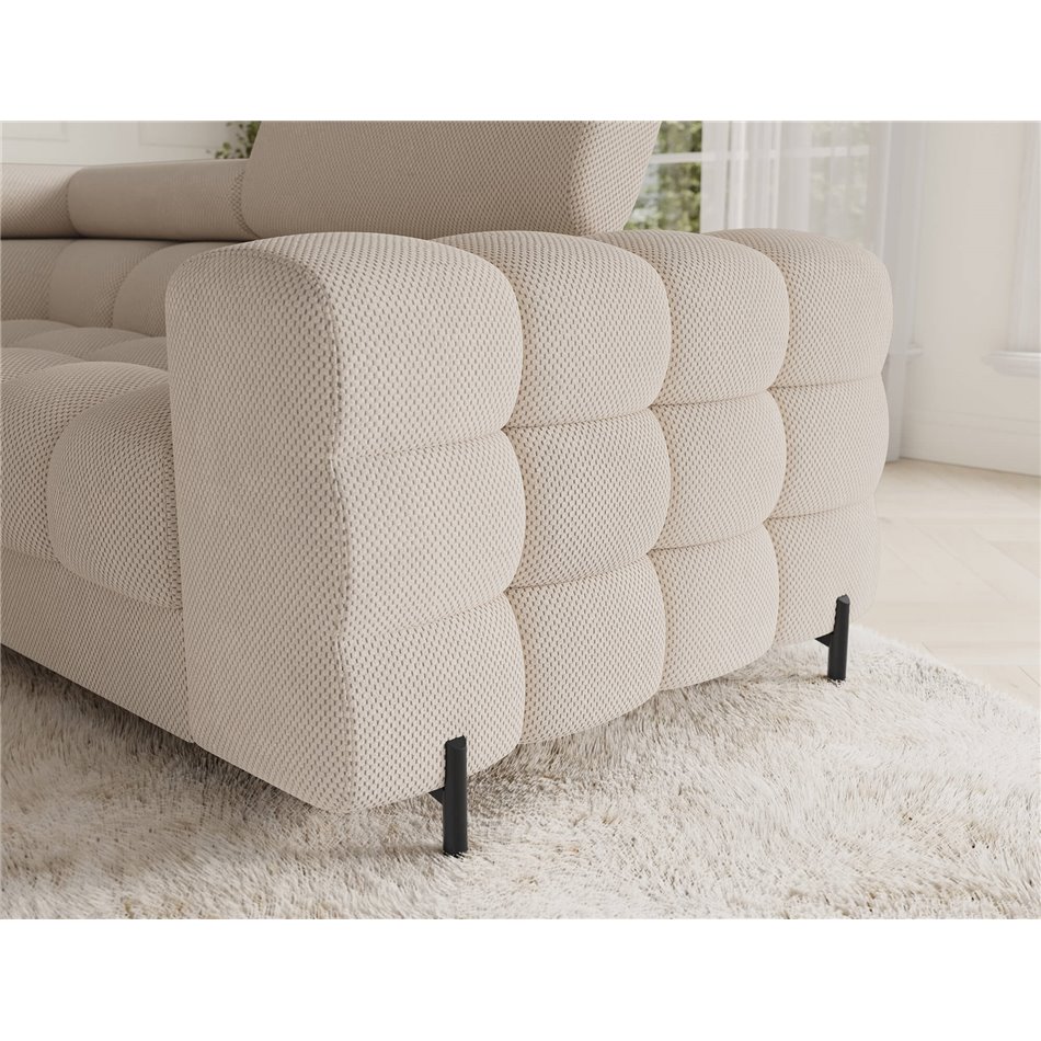U-shaped sofa Efectory L, sleeping function, Calmora 18, beige, H93x346x205cm