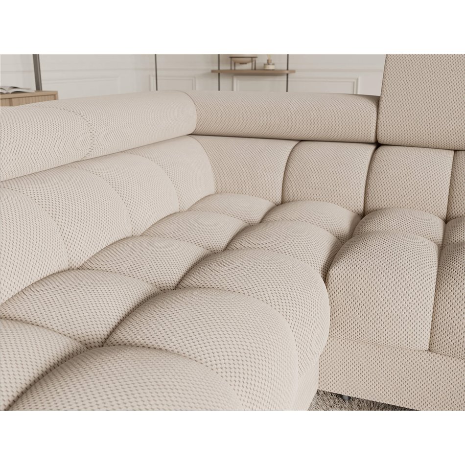 U-shaped sofa Efectory L, sleeping function, Calmora 18, beige, H93x346x205cm