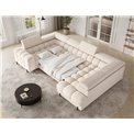 U-shaped sofa Efectory R, sleeping function, Calmora 18, beige, H93x346x205cm