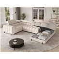U-shaped sofa Efectory R, sleeping function, Calmora 18, beige, H93x346x205cm