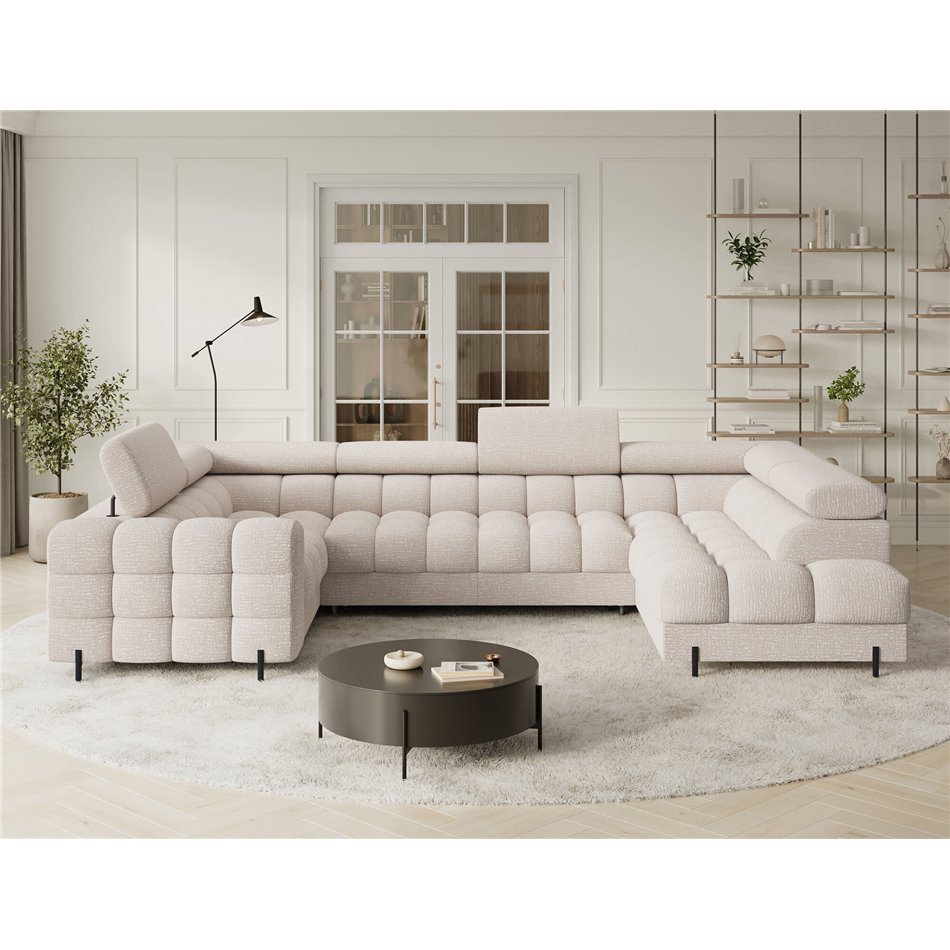 П-образный угловой диван Efectory R, раздвижной, Baffix 20, бежевый, H93x346x205cm