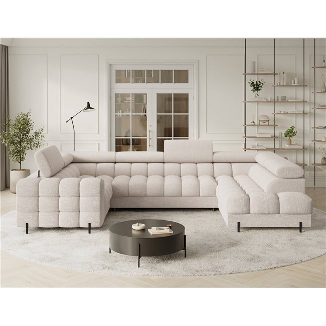 П-образный угловой диван Efectory R, раздвижной, Baffix 20, бежевый, H93x346x205cm