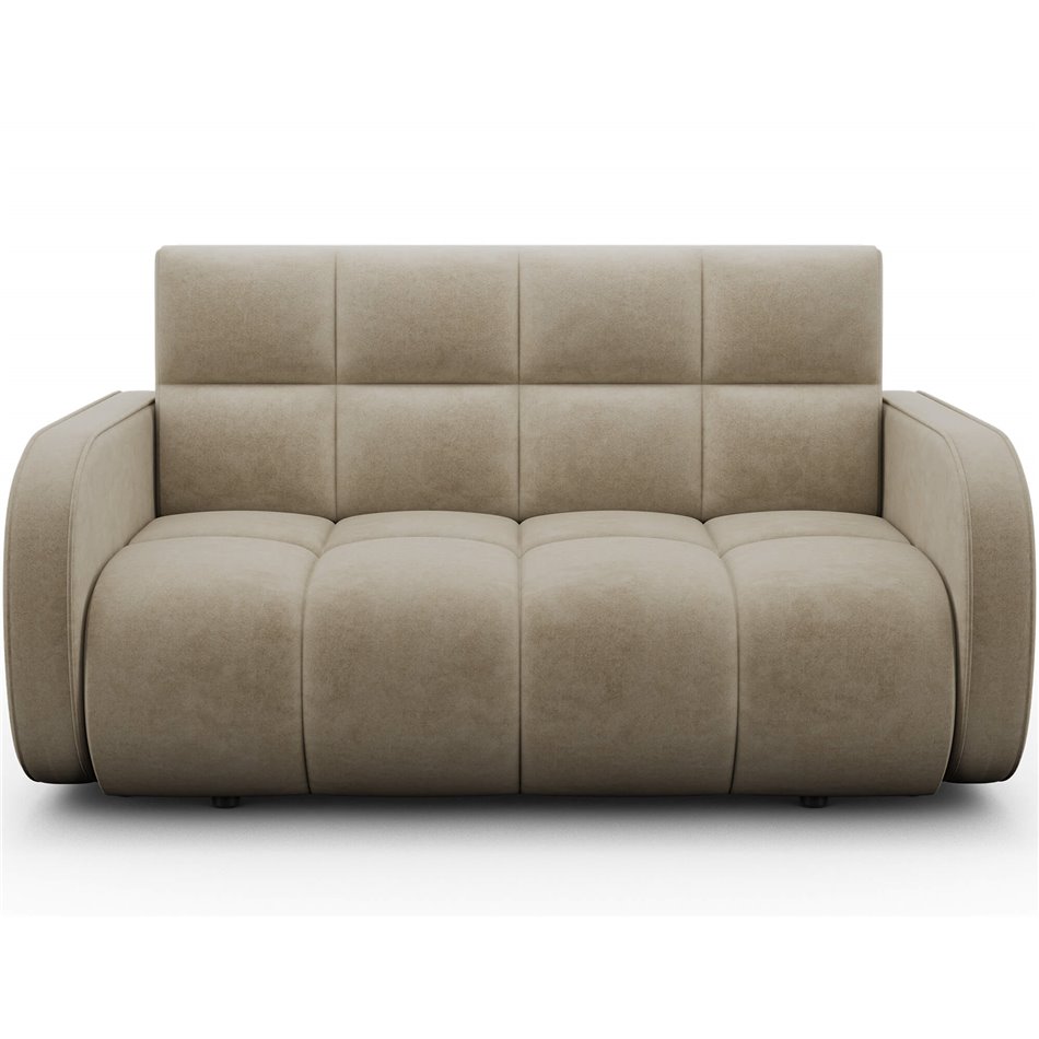 Sofa bed Eldeverio 3-seater, sleeping function, Aura 18, velvet, beige, H83x154x103cm