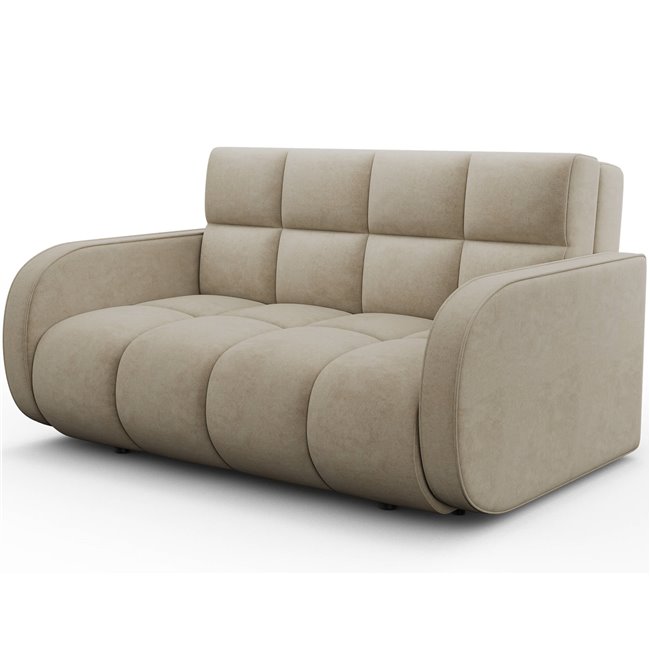 Sofa bed Eldeverio 3-seater, sleeping function, Aura 18, velvet, beige, H83x154x103cm