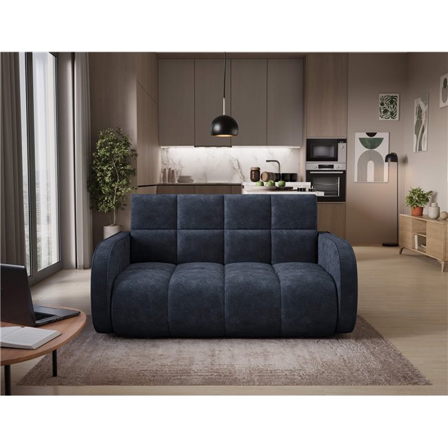 Sofa bed Eldeverio 3-seater, sleeping function, Aura 40, velvet, blue, H83x154x103cm