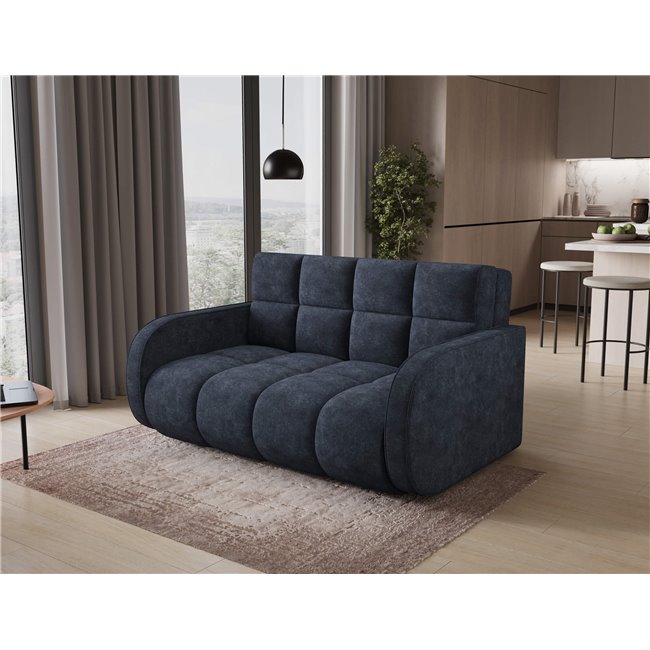 Sofa bed Eldeverio 3-seater, sleeping function, Aura 40, velvet, blue, H83x154x103cm